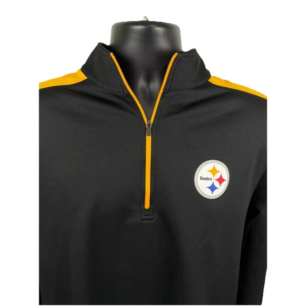 Pittsburgh Steelers‎ NFL Team Apparel 1/4 Zip Pullover Men's Medium Black Logo